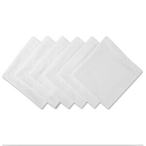 New DII Solid Napkin Set Cotton Machine Washable 20” x 20” White, 6 Count
